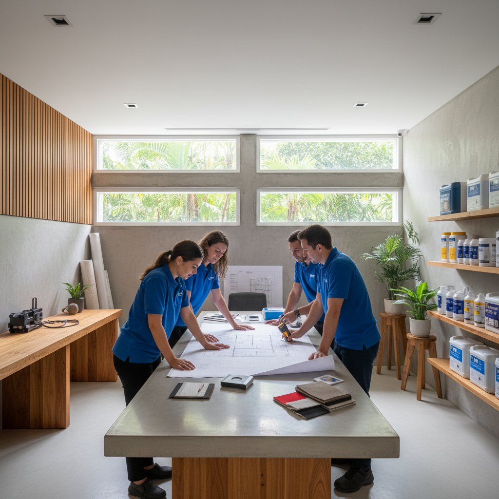 Cleansteadcore waterproofing specialists working on basement project